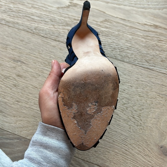 Zara Suede two-tone lace up bootie / high heel sandal, Size 36 - Picture 7 of 8